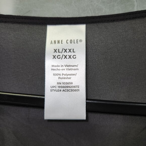 Anne Cole Black Sheer Long Sleeve Swim Cover-Up Dress Lace-Up Neckline XL/XXL 35 - Picture 3 of 8